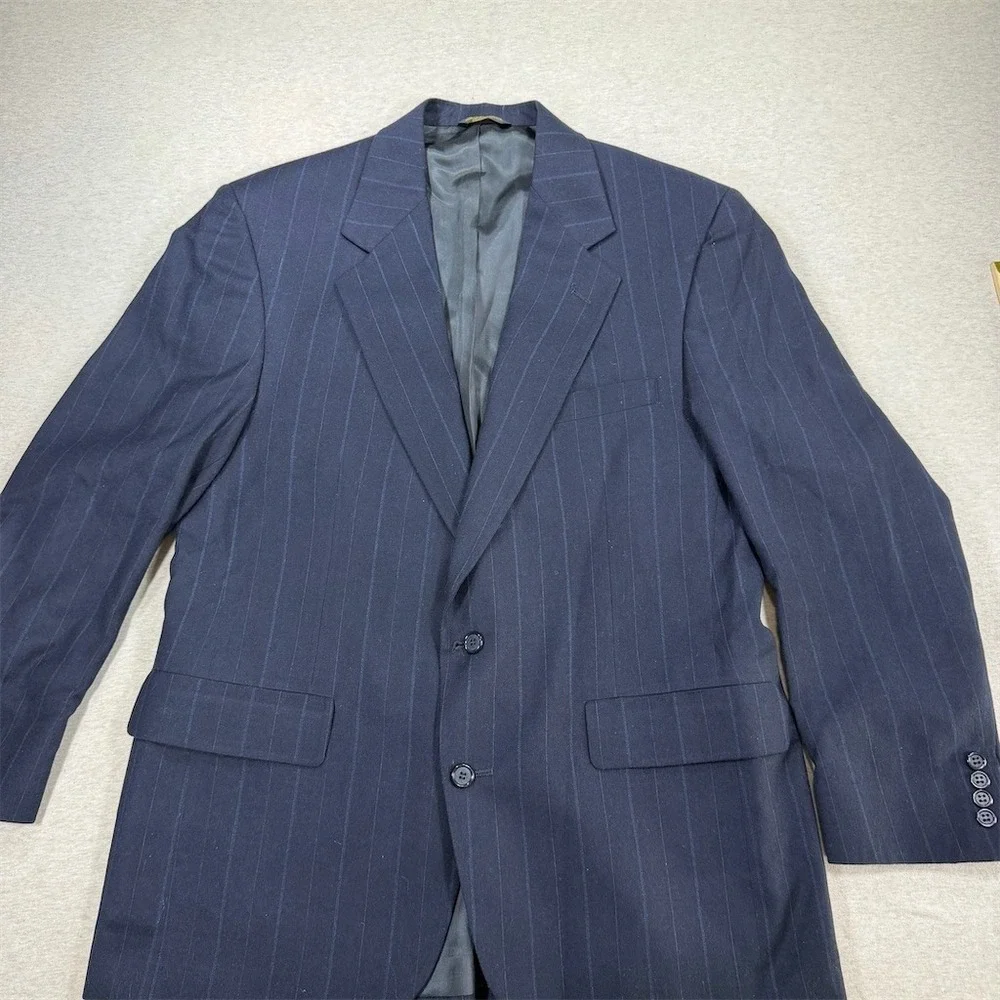 Palm Beach Blazer Mens 42REG 36W Blue Pinstripe 2-Button Notch Lapel Fully Lined
